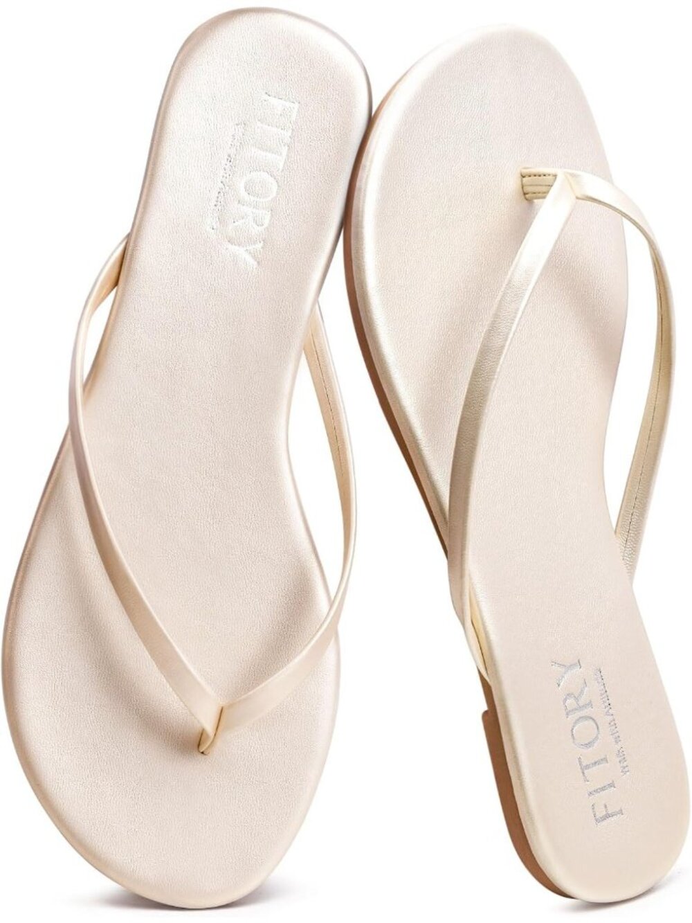 Women’s Champagne Summer Comfortable Flip Flops Casual Thong Walking Slide Flats